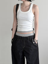 Rimb Minimal Ribbed Sleeveless Top