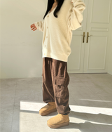 (UNISEX) シュガーパウダーオーバーサイズ5ボタンアンゴラカーディガン - NEW 2 COLOR