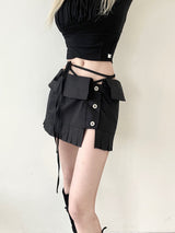 1439. Flap strap snap pleats mini sk (3color)