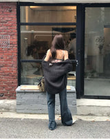faded autumn washing semi wide denim pants
