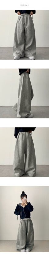 [short, basic, long choice*] high banding side incision コットンワイドパンツ