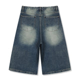basic washing bermuda denim pants (vintage blue)