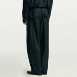 belted pin wide slacks black