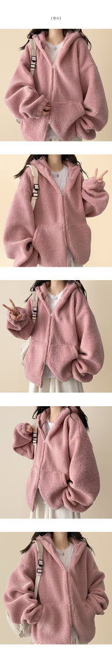 Lanit Boxy Popgle Fleece Hoodie Zip-Up