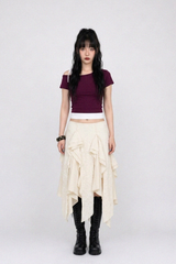 DUAL-TONE ASYMMETRY TEE (4COLORS!)
