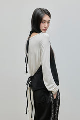 Halter-Tie Suede Apron_Camel