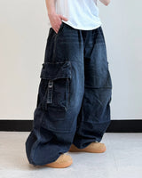 Lace Buckle Wide Cargo Denim