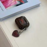 ribbon heart epoxy keyring(brown)