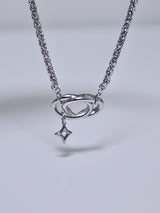 All surgical steel double ring frame necklace