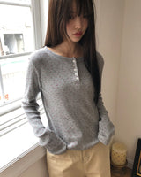 Maem Floral Waffle Henley Neck Long-Sleeve Top