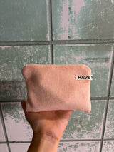 Terry flat pouch - peach , M size