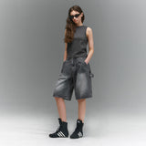 BTB : ウェーブウォッシングカーペンターショーツ [GRAY CORE] [UNISEX]