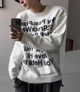 Angora mohair lettering knitwear