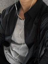 Look Authentic Vintage Fine Check Oversized Layered Shirt