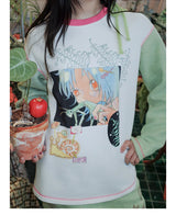 【即日発送】UnsocialNight original design autumn and winter Ollie frog oliwa co-branded illustration printed sweatshirt set for women 