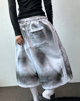 Space Side Lettering Distressed Bermuda Shorts 3color