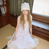 summer lace beanie ivory