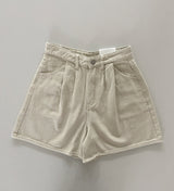 Golden Front Pintuck High-Waist A-Line Cotton Shorts 2 Colors