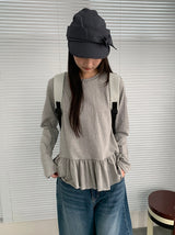 ラパスコットンフリル長袖Tシャツ