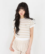BOUCLE STRIPE RAGLAN HALF KNIT [3color]