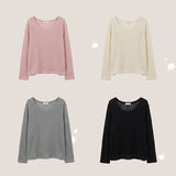 スリムフィットショルダーブークレシースルーニット (4 colors)