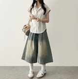 メリピンタックデニムバミューダショーツ [ショート & ロングセレクション*]