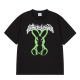 25SS ネオンエイリアンラビットショートスリーブTシャツ ブラック