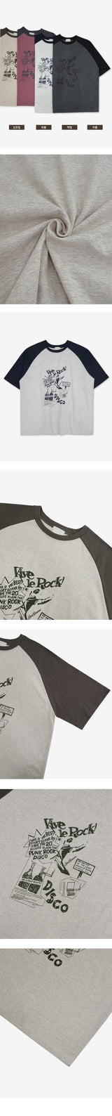ラグオーバーサイズフィットカラーラグランショートスリーブTシャツ