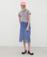 フローラルレースレイヤースカート　ダスティブルー