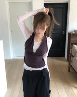Dani Ruffle Layered Halter Long Sleeve