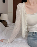 Tibe frill knit cardigan