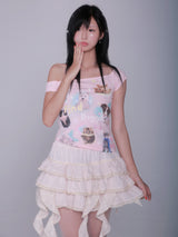 Rose Island. ペットスター オフショルダー Tシャツ