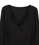 Luen Wrap Henley Neck Long Sleeve