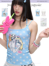 BETWEENAND "Seashell" Summer Cute Pure Desire Childlike Beaded Strappy Top for Women New Style