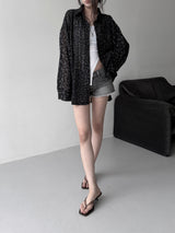 loose-fit leopard grunge shirt (2color1)