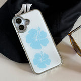 [Epoxy] hibiscus(white) silver bumper case