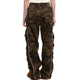 WRINKLE MIXED CAMO CARGO PANTS - BROWN CAMO