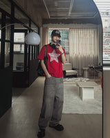 Grain Stud Washed Wide Denim Pants