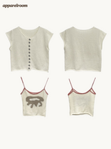 Design Sleeveless Knitwear Two-piece Cardigan Set