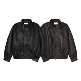 Curved leather jacket