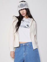 Distressed Leather Zip Hoodie