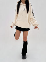 (UNISEX) スリーストライプ オーバーサイズキュート ボックスフーディー - 2 COLOR