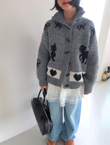 Nyangdeng's nose-dishon tteokbokki knit cardigan