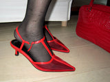 Mesh sling back heels