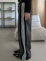 2WAYレースワイドデニムトレーニングバンディングロングパンツ (2 colors)
