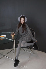 wool fleece stripe strap pumpkin dress