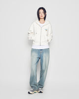25FW WOMAN ミニACベアクロップフーディージップアップ クリーム