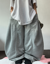 コリアン/ストリング 🤍 フォーマルカーブフロントプレートコットンストリングバルーンパンツ 🤍🩶🤎🖤 - 5 カラーズ