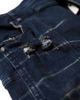 PADDED FLARED BLUE DENIM PANTS