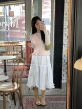 Madeleine Pleated Frill Tiered Midi Skirt (3color)